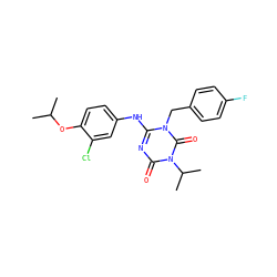 CC(C)Oc1ccc(Nc2nc(=O)n(C(C)C)c(=O)n2Cc2ccc(F)cc2)cc1Cl ZINC000200520146