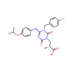 CC(C)Oc1ccc(Nc2nc(=O)n(C[C@@H](C)C(=O)O)c(=O)n2Cc2ccc(Cl)cc2)cc1 ZINC000200527707