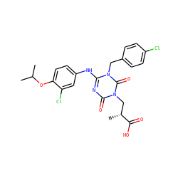 CC(C)Oc1ccc(Nc2nc(=O)n(C[C@@H](C)C(=O)O)c(=O)n2Cc2ccc(Cl)cc2)cc1Cl ZINC000200511276