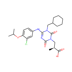 CC(C)Oc1ccc(Nc2nc(=O)n(C[C@H](C)C(=O)O)c(=O)n2CC2CCCCC2)cc1Cl ZINC000200505002
