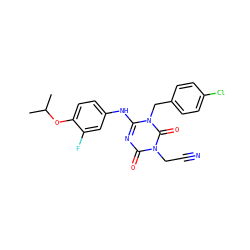 CC(C)Oc1ccc(Nc2nc(=O)n(CC#N)c(=O)n2Cc2ccc(Cl)cc2)cc1F ZINC000200521263