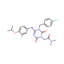 CC(C)Oc1ccc(Nc2nc(=O)n(CC(=O)N(C)C)c(=O)n2Cc2ccc(Cl)cc2)cc1F ZINC000200511491