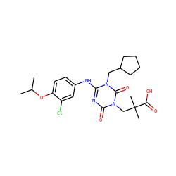 CC(C)Oc1ccc(Nc2nc(=O)n(CC(C)(C)C(=O)O)c(=O)n2CC2CCCC2)cc1Cl ZINC000200517015