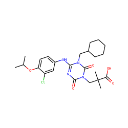 CC(C)Oc1ccc(Nc2nc(=O)n(CC(C)(C)C(=O)O)c(=O)n2CC2CCCCC2)cc1Cl ZINC000200505506