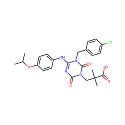 CC(C)Oc1ccc(Nc2nc(=O)n(CC(C)(C)C(=O)O)c(=O)n2Cc2ccc(Cl)cc2)cc1 ZINC000200507272