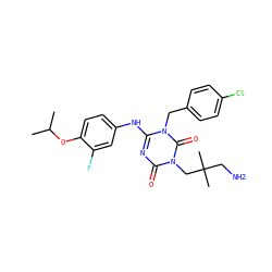 CC(C)Oc1ccc(Nc2nc(=O)n(CC(C)(C)CN)c(=O)n2Cc2ccc(Cl)cc2)cc1F ZINC000200526243