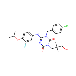 CC(C)Oc1ccc(Nc2nc(=O)n(CC(C)(C)CO)c(=O)n2Cc2ccc(Cl)cc2)cc1F ZINC000200528944
