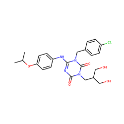 CC(C)Oc1ccc(Nc2nc(=O)n(CC(CO)CO)c(=O)n2Cc2ccc(Cl)cc2)cc1 ZINC000200528536