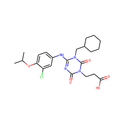 CC(C)Oc1ccc(Nc2nc(=O)n(CCC(=O)O)c(=O)n2CC2CCCCC2)cc1Cl ZINC000200514705