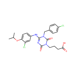 CC(C)Oc1ccc(Nc2nc(=O)n(CCCC(=O)O)c(=O)n2Cc2ccc(Cl)cc2)cc1Cl ZINC000200523201