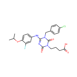 CC(C)Oc1ccc(Nc2nc(=O)n(CCCC(=O)O)c(=O)n2Cc2ccc(Cl)cc2)cc1F ZINC000200522504