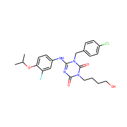 CC(C)Oc1ccc(Nc2nc(=O)n(CCCCO)c(=O)n2Cc2ccc(Cl)cc2)cc1F ZINC000200527476