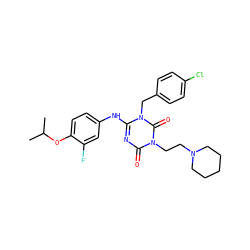 CC(C)Oc1ccc(Nc2nc(=O)n(CCN3CCCCC3)c(=O)n2Cc2ccc(Cl)cc2)cc1F ZINC000200526174