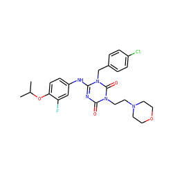 CC(C)Oc1ccc(Nc2nc(=O)n(CCN3CCOCC3)c(=O)n2Cc2ccc(Cl)cc2)cc1F ZINC000200518029