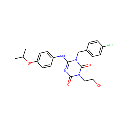 CC(C)Oc1ccc(Nc2nc(=O)n(CCO)c(=O)n2Cc2ccc(Cl)cc2)cc1 ZINC000200527253