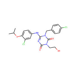 CC(C)Oc1ccc(Nc2nc(=O)n(CCO)c(=O)n2Cc2ccc(Cl)cc2)cc1Cl ZINC000200522405