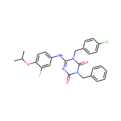 CC(C)Oc1ccc(Nc2nc(=O)n(Cc3ccccc3)c(=O)n2Cc2ccc(Cl)cc2)cc1F ZINC000200514554