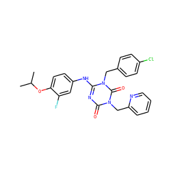 CC(C)Oc1ccc(Nc2nc(=O)n(Cc3ccccn3)c(=O)n2Cc2ccc(Cl)cc2)cc1F ZINC000145544844