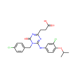 CC(C)Oc1ccc(Nc2nc(CCC(=O)O)nc(=O)n2Cc2ccc(Cl)cc2)cc1Cl ZINC000145618443