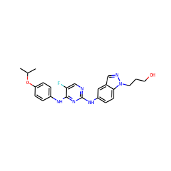 CC(C)Oc1ccc(Nc2nc(Nc3ccc4c(cnn4CCCO)c3)ncc2F)cc1 ZINC000035819446
