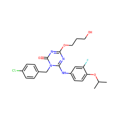 CC(C)Oc1ccc(Nc2nc(OCCCO)nc(=O)n2Cc2ccc(Cl)cc2)cc1F ZINC000200519410