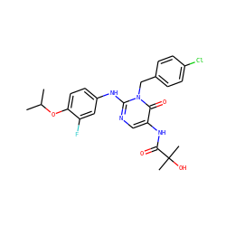 CC(C)Oc1ccc(Nc2ncc(NC(=O)C(C)(C)O)c(=O)n2Cc2ccc(Cl)cc2)cc1F ZINC000204092554