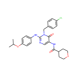 CC(C)Oc1ccc(Nc2ncc(NC(=O)C3CCOCC3)c(=O)n2Cc2ccc(Cl)cc2)cc1 ZINC000204096206