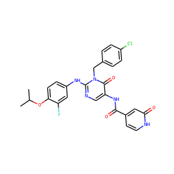 CC(C)Oc1ccc(Nc2ncc(NC(=O)c3cc[nH]c(=O)c3)c(=O)n2Cc2ccc(Cl)cc2)cc1F ZINC001772645475