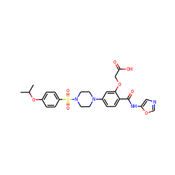 CC(C)Oc1ccc(S(=O)(=O)N2CCN(c3ccc(C(=O)Nc4cnco4)c(OCC(=O)O)c3)CC2)cc1 ZINC001772604614