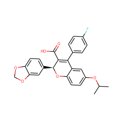 CC(C)Oc1ccc2c(c1)C(c1ccc(F)cc1)=C(C(=O)O)[C@H](c1ccc3c(c1)OCO3)O2 ZINC000013473487
