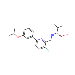 CC(C)Oc1cccc(-c2ccc(F)c(CN[C@@H](CO)C(C)C)n2)c1 ZINC000204412233