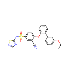 CC(C)Oc1cccc(-c2ccccc2Oc2ccc(S(=O)(=O)Nc3ncns3)cc2C#N)c1 ZINC000095583979
