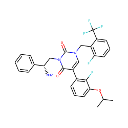 CC(C)Oc1cccc(-c2cn(Cc3c(F)cccc3C(F)(F)F)c(=O)n(C[C@H](N)c3ccccc3)c2=O)c1F ZINC000028477186