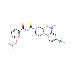 CC(C)Oc1cccc(C(=O)NC(=S)N2CCN(c3ccc(C(F)(F)F)cc3[N+](=O)[O-])CC2)c1 ZINC000008666246