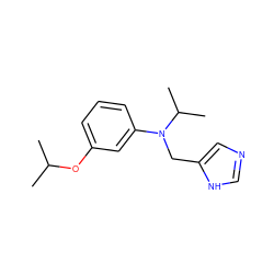 CC(C)Oc1cccc(N(Cc2cnc[nH]2)C(C)C)c1 ZINC000096177505