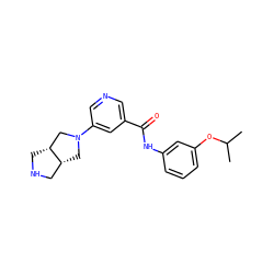 CC(C)Oc1cccc(NC(=O)c2cncc(N3C[C@@H]4CNC[C@@H]4C3)c2)c1 ZINC000073157166