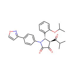 CC(C)Oc1ccccc1[C@@H]1[C@@H](C(=O)C(C)C)C(=O)C(=O)N1c1ccc(-c2ccon2)cc1 ZINC000169695684