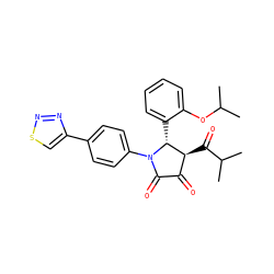 CC(C)Oc1ccccc1[C@@H]1[C@@H](C(=O)C(C)C)C(=O)C(=O)N1c1ccc(-c2csnn2)cc1 ZINC000169696535