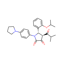 CC(C)Oc1ccccc1[C@@H]1[C@@H](C(=O)C(C)C)C(=O)C(=O)N1c1ccc(N2CCCC2)cc1 ZINC000169696258