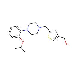 CC(C)Oc1ccccc1N1CCN(Cc2cc(CO)cs2)CC1 ZINC000013445402
