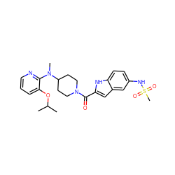 CC(C)Oc1cccnc1N(C)C1CCN(C(=O)c2cc3cc(NS(C)(=O)=O)ccc3[nH]2)CC1 ZINC000013760716