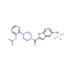CC(C)Oc1cccnc1N1CCN(C(=O)c2cc3cc(NS(C)(=O)=O)ccc3[nH]2)CC1 ZINC000013760713