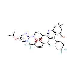 CC(C)Oc1cnc(N2CCC(c3nc4c(c(C5CCC(F)(F)CC5)c3[C@@H](F)c3ccc(C(F)(F)F)cc3)[C@@H](O)CC(C)(C)C4)CC2)nc1 ZINC000200013334