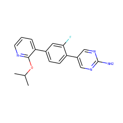 CC(C)Oc1ncccc1-c1ccc(-c2cnc(N)nc2)c(F)c1 ZINC000224714988