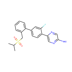 CC(C)S(=O)(=O)Cc1ccccc1-c1ccc(-c2cnc(N)cn2)c(F)c1 ZINC000224762561