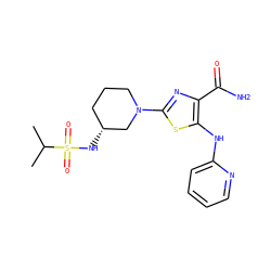 CC(C)S(=O)(=O)N[C@@H]1CCCN(c2nc(C(N)=O)c(Nc3ccccn3)s2)C1 ZINC000209438999