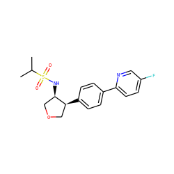 CC(C)S(=O)(=O)N[C@@H]1COC[C@@H]1c1ccc(-c2ccc(F)cn2)cc1 ZINC000043171604