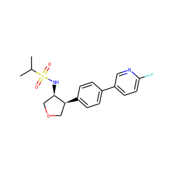 CC(C)S(=O)(=O)N[C@@H]1COC[C@@H]1c1ccc(-c2ccc(F)nc2)cc1 ZINC000043171599
