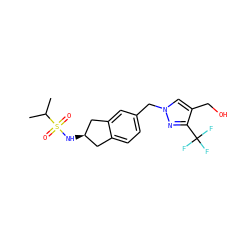 CC(C)S(=O)(=O)N[C@@H]1Cc2ccc(Cn3cc(CO)c(C(F)(F)F)n3)cc2C1 ZINC000066251300