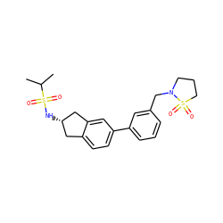 CC(C)S(=O)(=O)N[C@H]1Cc2ccc(-c3cccc(CN4CCCS4(=O)=O)c3)cc2C1 ZINC000058541495